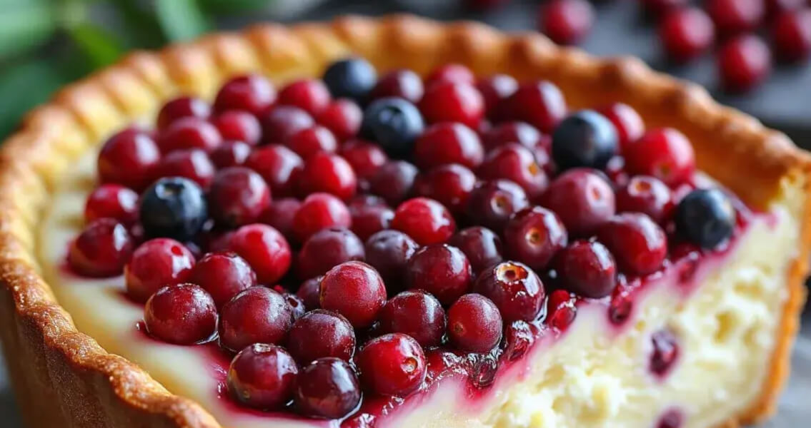 Пирог с брусникой: простой рецепт со сметанной заливкой