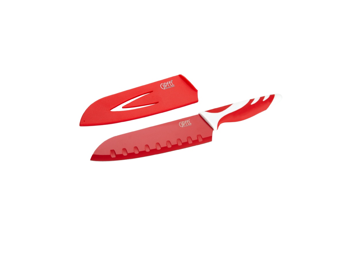 Нож сантоку Gipfel Rainbow 6784, цвет красный - фото 1