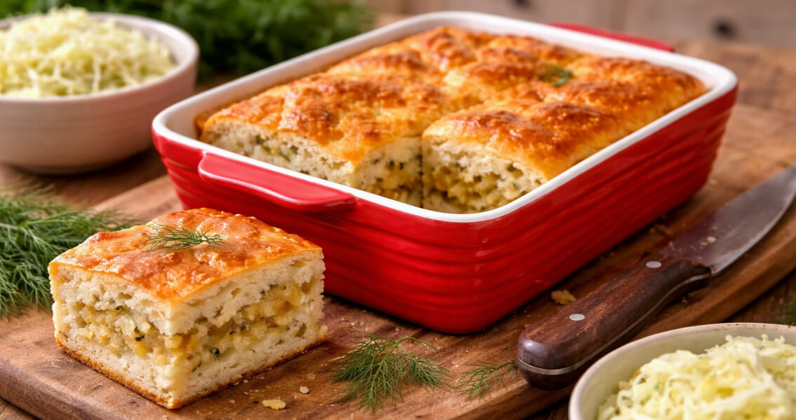 Заливной пирог с капустой на кефире