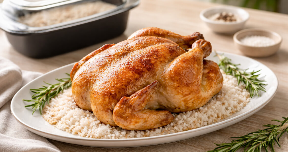 Румяная курица на соляной подушке