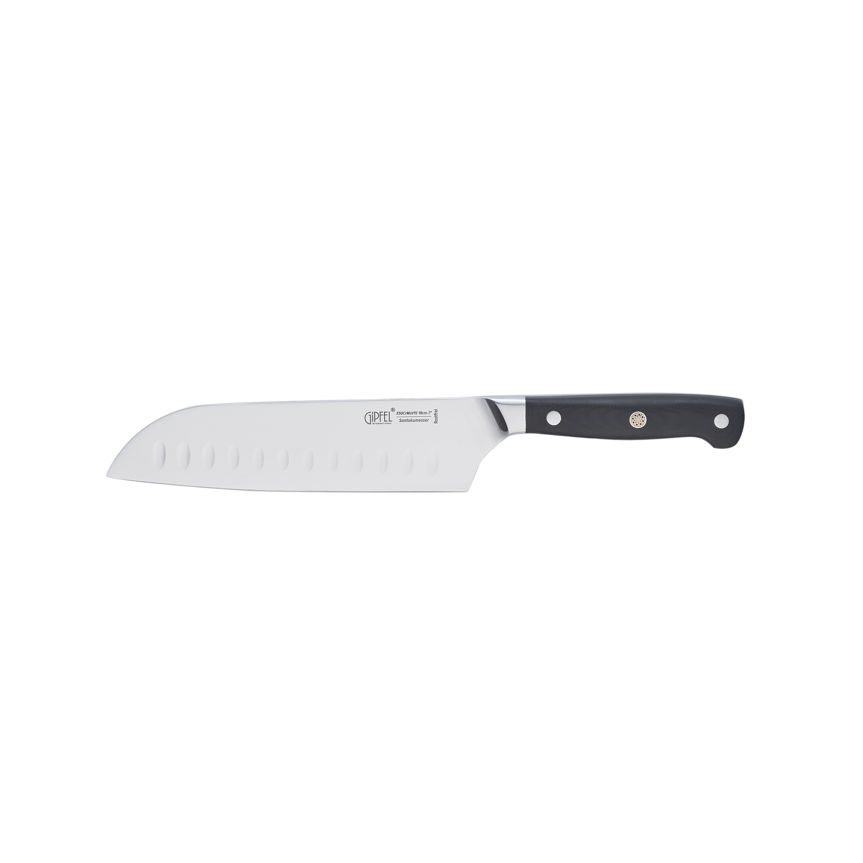Нож поварской сантоку GIPFEL NEW PROFESSIONAL 8649 18см, цвет черный - фото 1