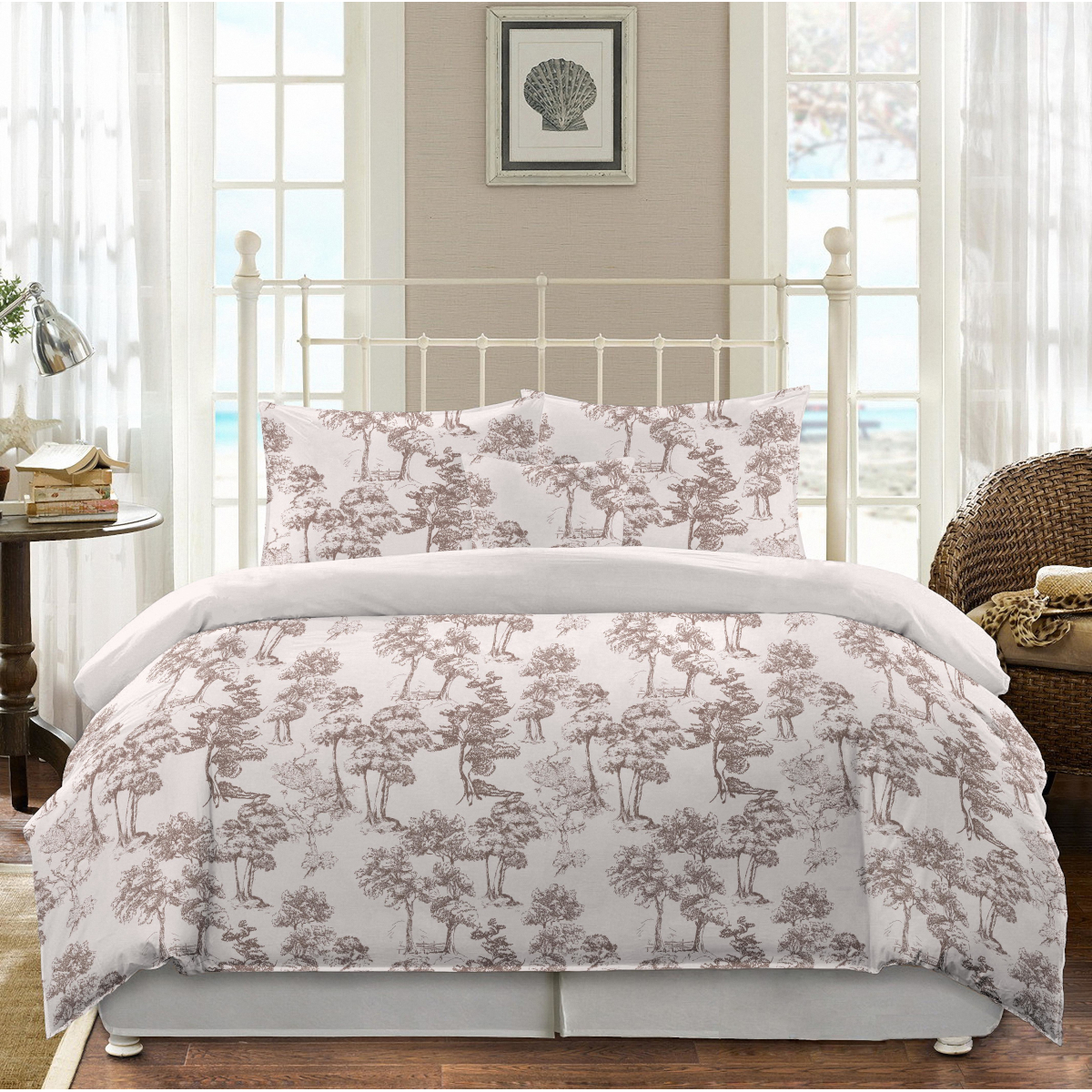 Комплект постельного белья двуспальный кинг сайз Gipfel Garda 42640, цвет бежево-коричневый