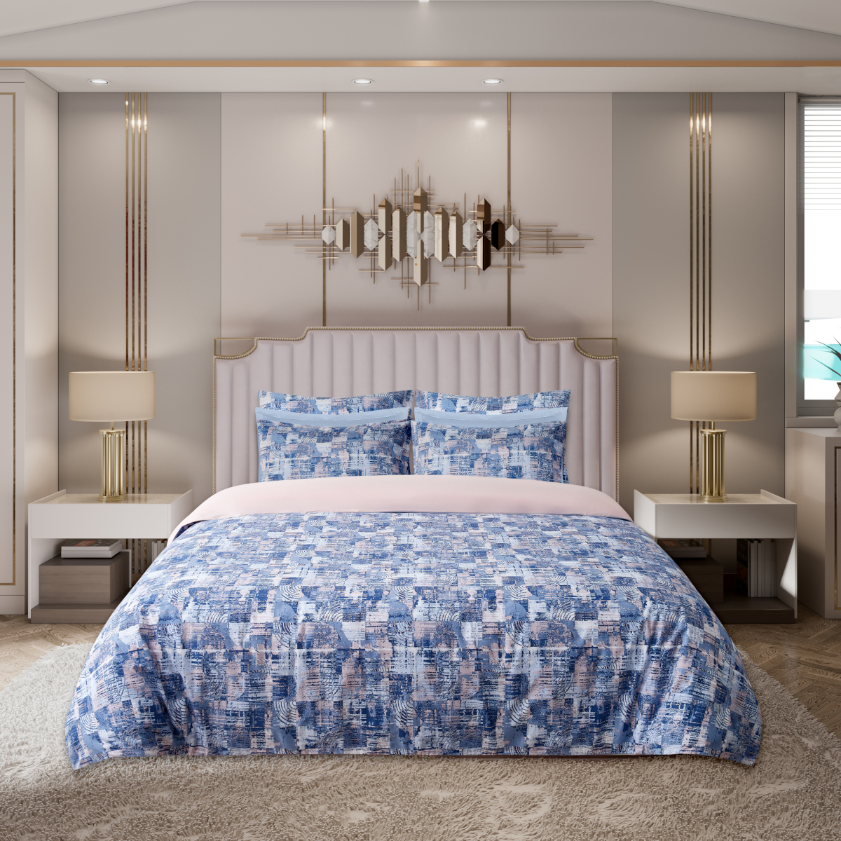 Комплект постельного белья двуспальный кинг сайз Gipfel Atlantica 42722, цвет голубой