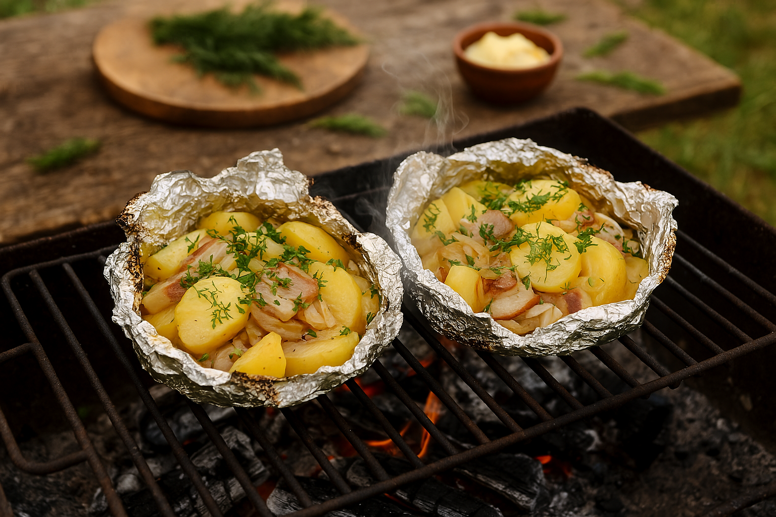 Картошка в фольге с салом и луком - простой рецепт для духовки и мангала Рецепт картошки в фольге с салом