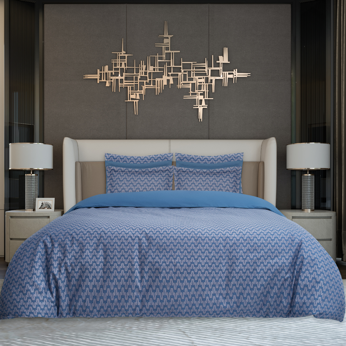 Комплект постельного белья двуспальный кинг сайз Gipfel Madison 42684, цвет синий