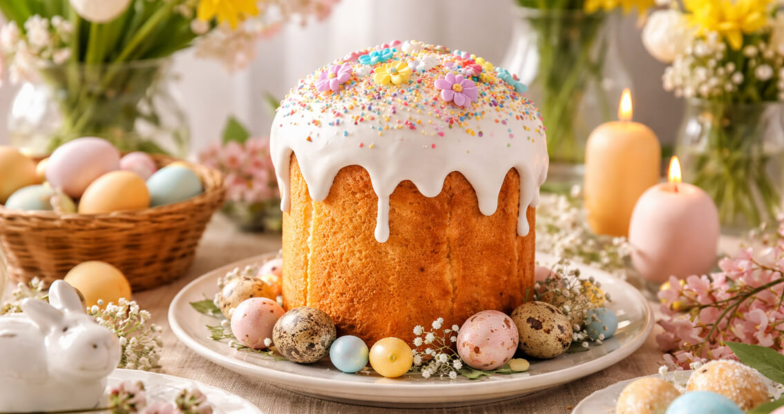 Нежный заварной кулич с влажным мякишем