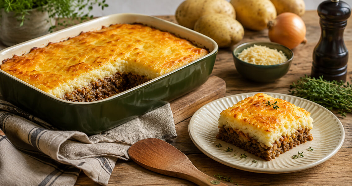 Картофельная запеканка с фаршем в духовке