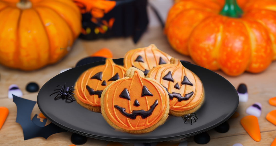 Песочное печенье с тыквой "Хэллоуинское угощение"