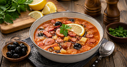 Солянка сборная с колбасой и картошкой