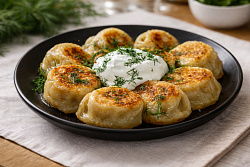 Жареные замороженные пельмени на сковороде